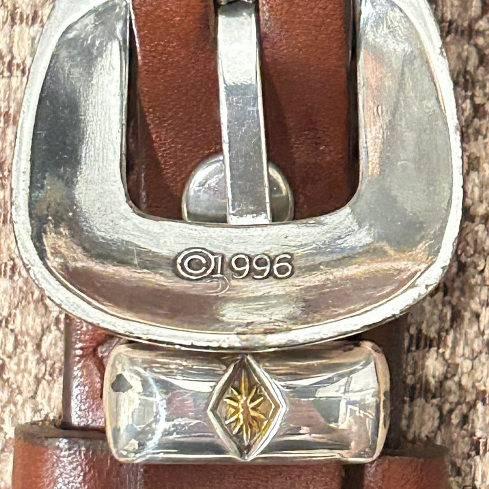 Vintage Brown Leather Ranger Belt with Silver Buckle (1996 on buckle back) - Picture 5 of 7